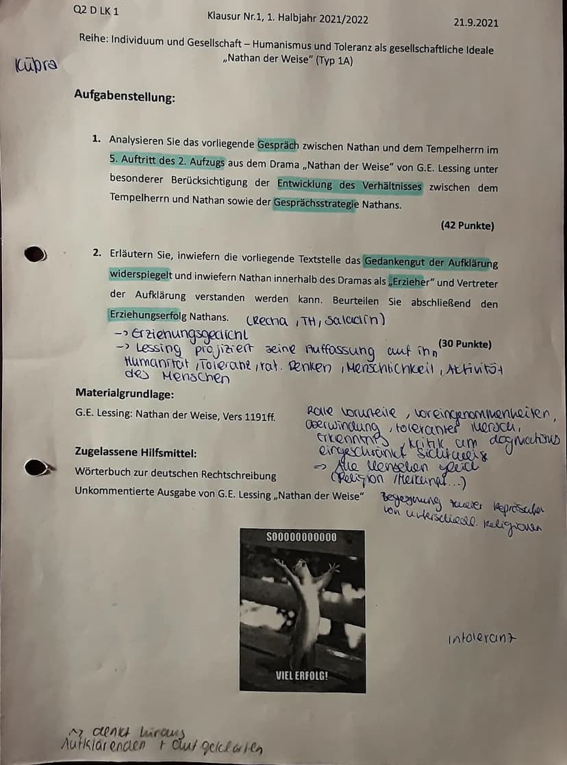 hartnäckig. Er gibt nicht auf.
(vgl. 2.1304f.) Nun folgt die
thonfliktlösung. Nathan bielet
dem Tempelherrn eine Freund
Schaft" (Uge 2 130 u