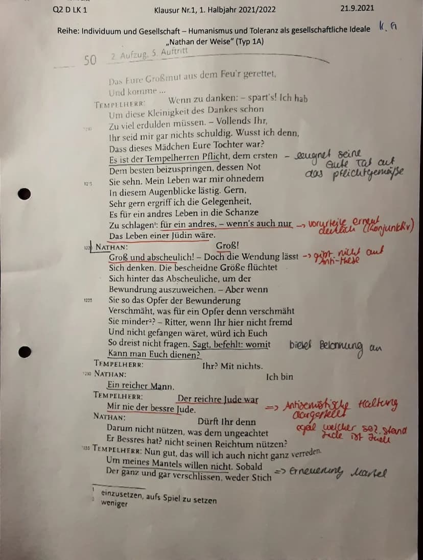hartnäckig. Er gibt nicht auf.
(vgl. 2.1304f.) Nun folgt die
thonfliktlösung. Nathan bielet
dem Tempelherrn eine Freund
Schaft" (Uge 2 130 u