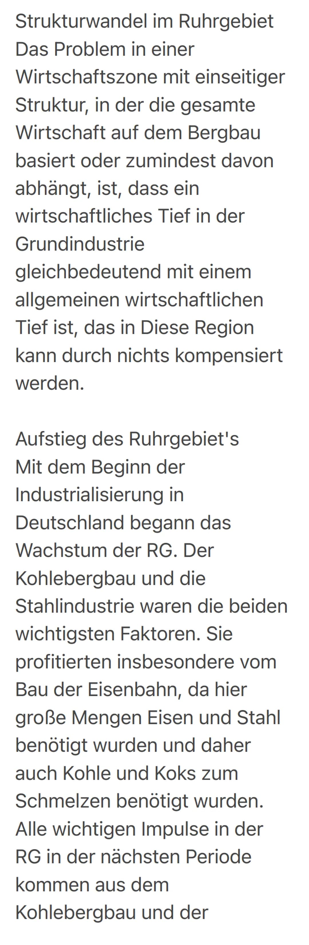 Strukturwandel im Ruhrgebiet
Das Problem in einer
Wirtschaftszone mit einseitiger
Struktur, in der die gesamte
Wirtschaft auf dem Bergbau
ba