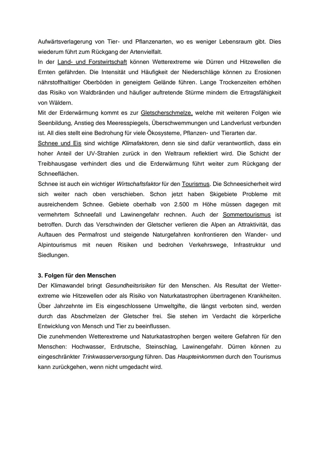Thema der Arbeit: Regionale Auswirkungen des Klimawandels
am Beispiel der Alpen
Einfluss des Klimawandels auf die Vegetationszonen im Gebirg