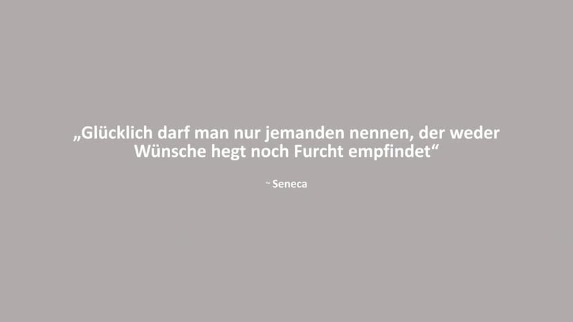 Das glückliche Leben
Ziel der Stoiker ist ein gelingendes, glückliches Leben.
Definition - Seneca
- jeder will glücklich (es) leben, keiner 