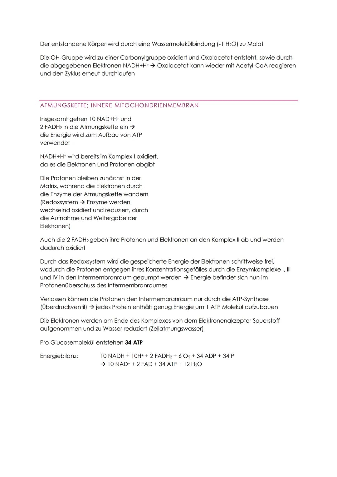 STOFFABBAU - ZELLATMUNG
Der Energiebedarf wird durch den Abbau von organischen Verbindungen (Kohlenhydrate
und Fette) gedeckt
Dissimilation 