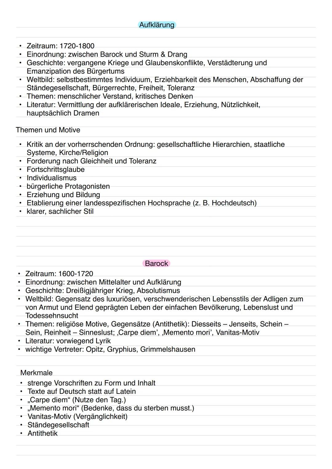 # Aufklärung

- Zeitraum: 1720-1800
- Einordnung: zwischen Barock und Sturm & Drang
- Geschichte: vergangene Kriege und Glaubenskonflikte, V