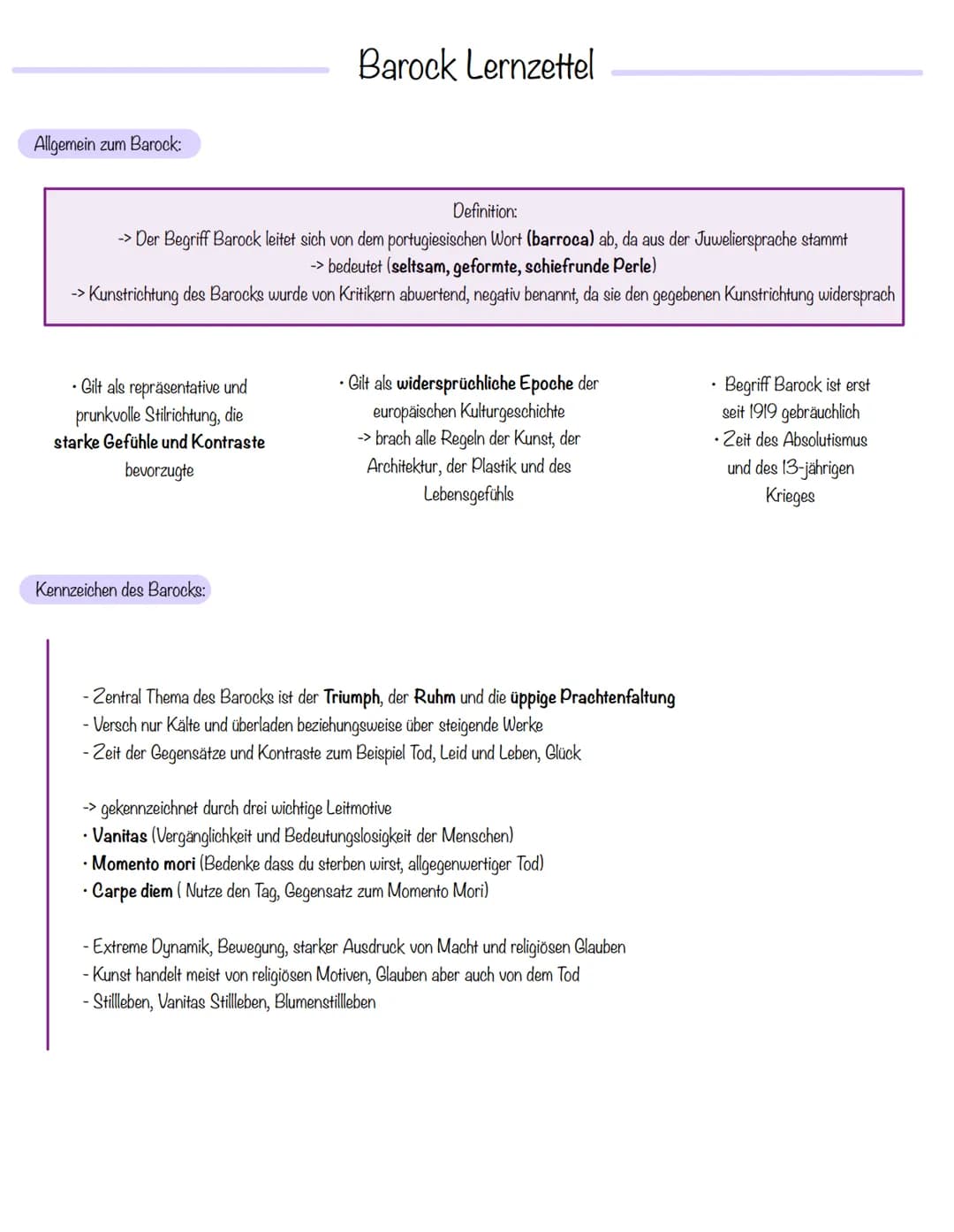 Allgemein zum Barock:
Definition:
-> Der Begriff Barock leitet sich von dem portugiesischen Wort (barroca) ab, da aus der Juweliersprache st