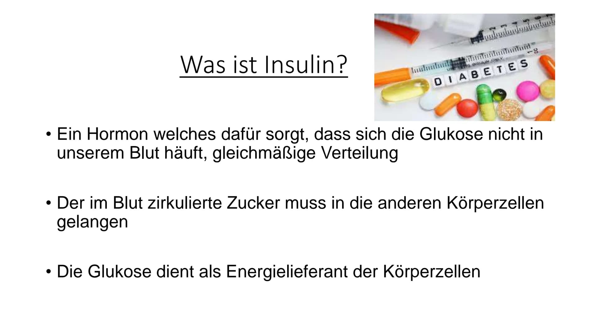 Diabetes Typ 1 und 2
01
STOP
DIABETES • Einführung
• Was ist Insulin?
●
Agenda
Diabetes Typ 1 + Symptome
Diabetes Typ 2 + Ursachen + Symptom