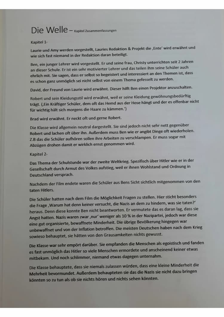 Know DIE WELLE- Detaillierte Zusammenfassung (in Kapiteln) thumbnail