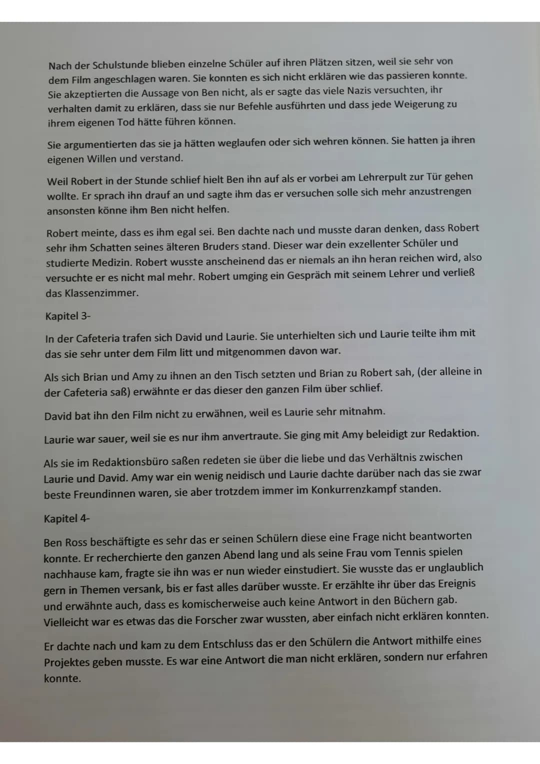 Die Welle - Kapitel Zusammenfassungen
Kapitel 1-
Laurie und Amy werden vorgestellt, Lauries Redaktion & Projekt die ,Ente' wird erwähnt und
