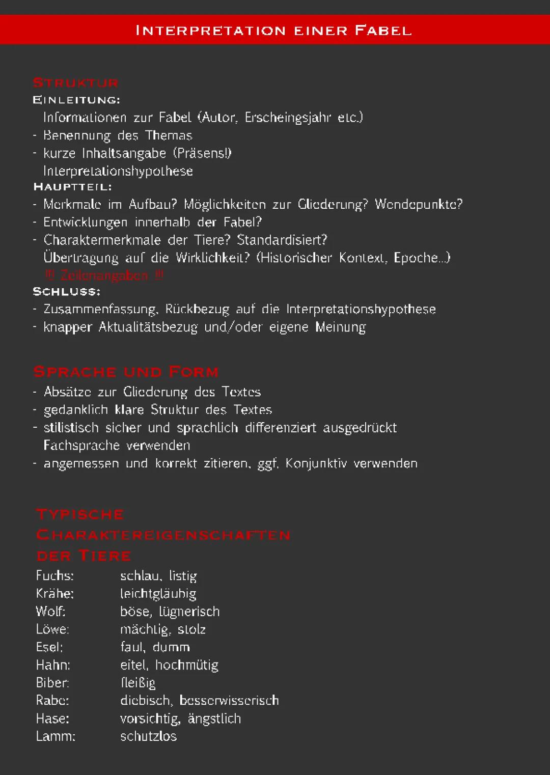 Interpretation/Analyse einer Fabel