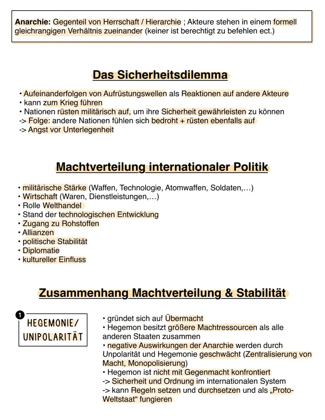 Anarchie: Gegenteil von Herrschaft / Hierarchie; Akteure stehen in einem formell
gleichrangigen Verhältnis zueinander (keiner ist berechtigt