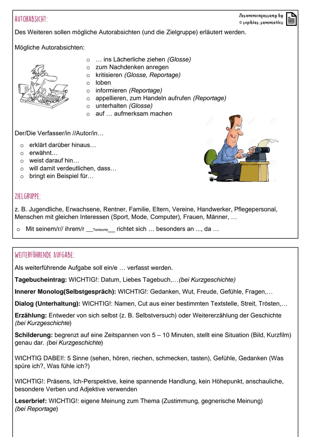 GLIEDERUNG:
A. Der/Die Textsorte... ." handelt von ...
B. Texterschließung der/des Textsorte (unter Berücksichtigung des inneren Aufbaus) un