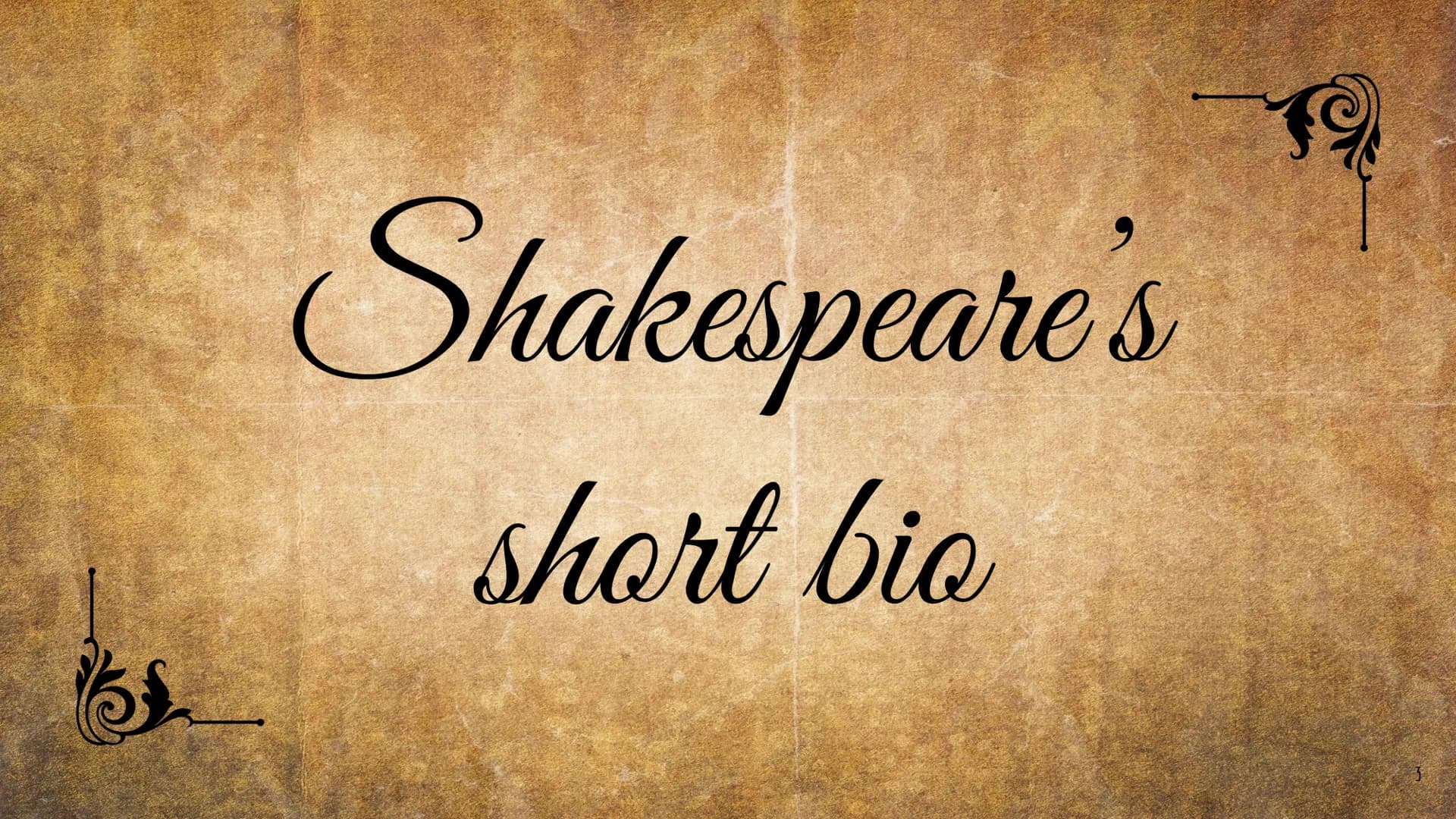 William
Shakespeare
Impact on young audiences Structure
Shakespeare's...
1. short bio
2.
time
2.1. London
2.2. the theatre
3. Macbeth
3.1. p