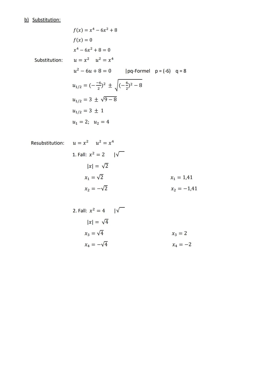 Verfahren:
Nullstellen ganzrationaler Funktionen
Lineare Funktion = höchster Exponent ist 1
Quadratische Funktion = höchster Exponent ist 2
