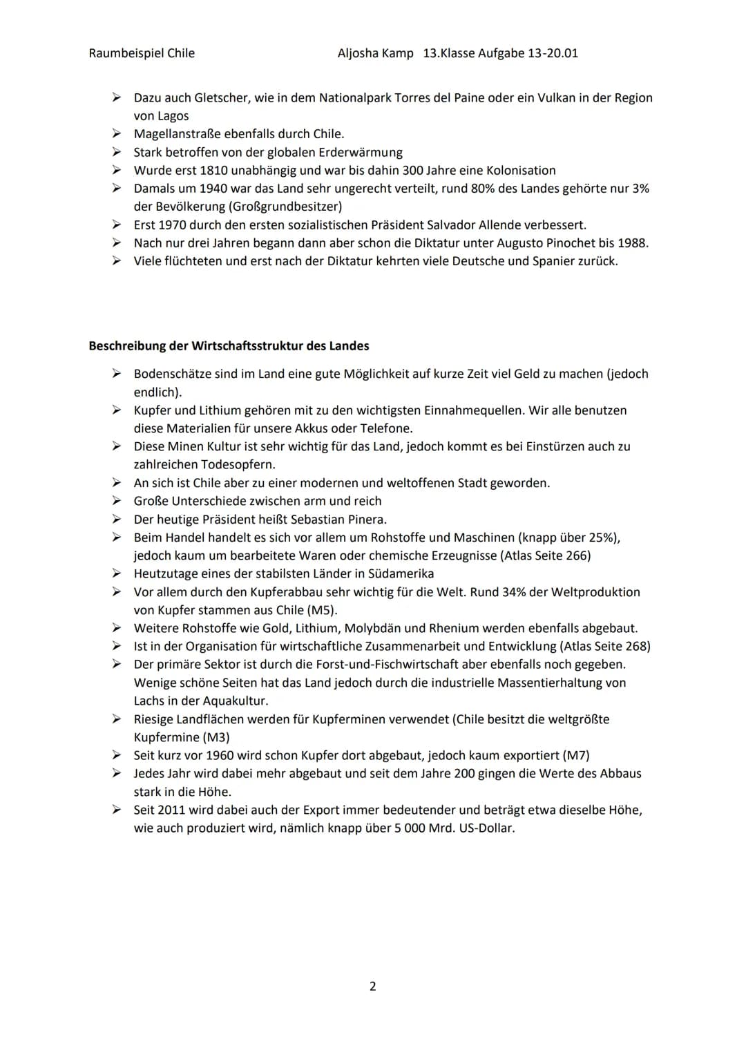 Raumbeispiel Chile
Lokalisierung von Chile
➤
➤
Aljosha Kamp 13.Klasse Aufgabe 13-20.01
ΓΑΛΑ
An der westlichen Küste von Südamerika.
Breiteng