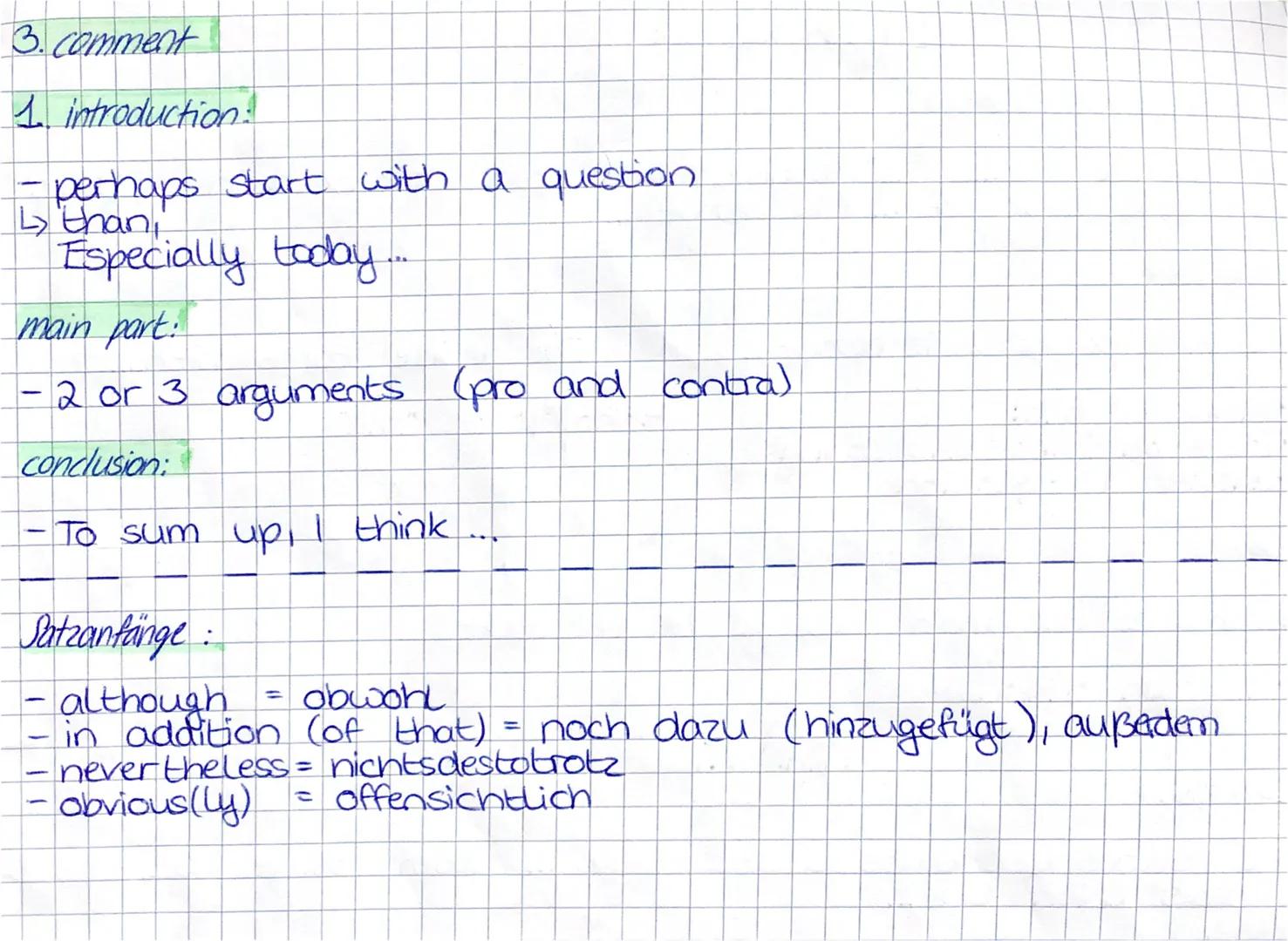 Summary I introduction
The bext/article...
with the topic of
2. main part
The first paragraph is about
English Klausur
simple present!
focus