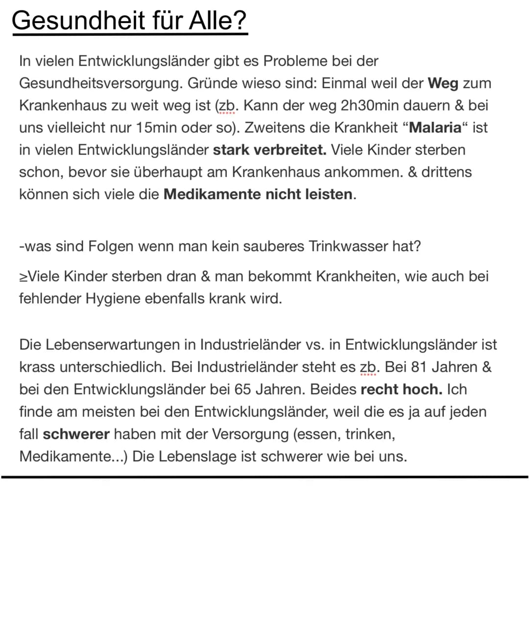 Eine Welt-ungleiche Welt
Unterernährung: Wenn man für längere Zeit zu wenig Nahrungsenergie
zur Verfügung hat.
Mangelernährung: Wenn man die