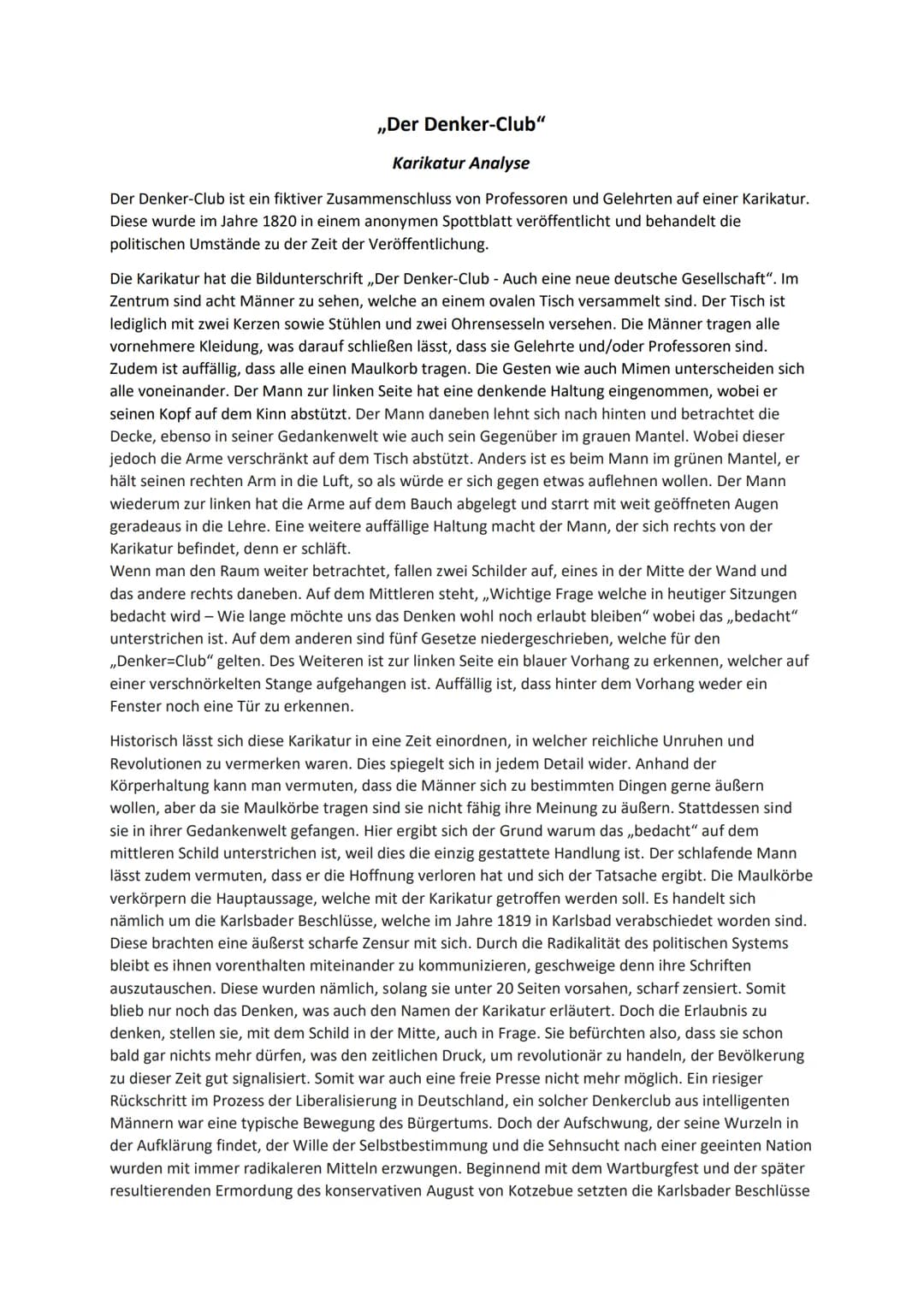 ,,Der Denker-Club"
Karikatur Analyse
Der Denker-Club ist ein fiktiver Zusammenschluss von Professoren und Gelehrten auf einer Karikatur.
Die