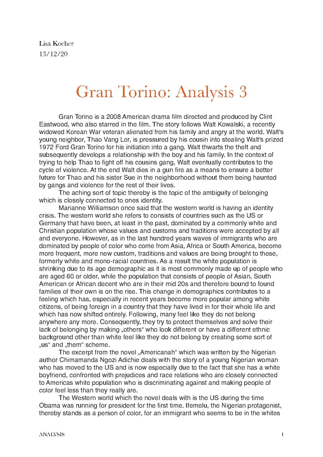 Gran Torino Study Guide: Tasks, Characters, and Social Themes