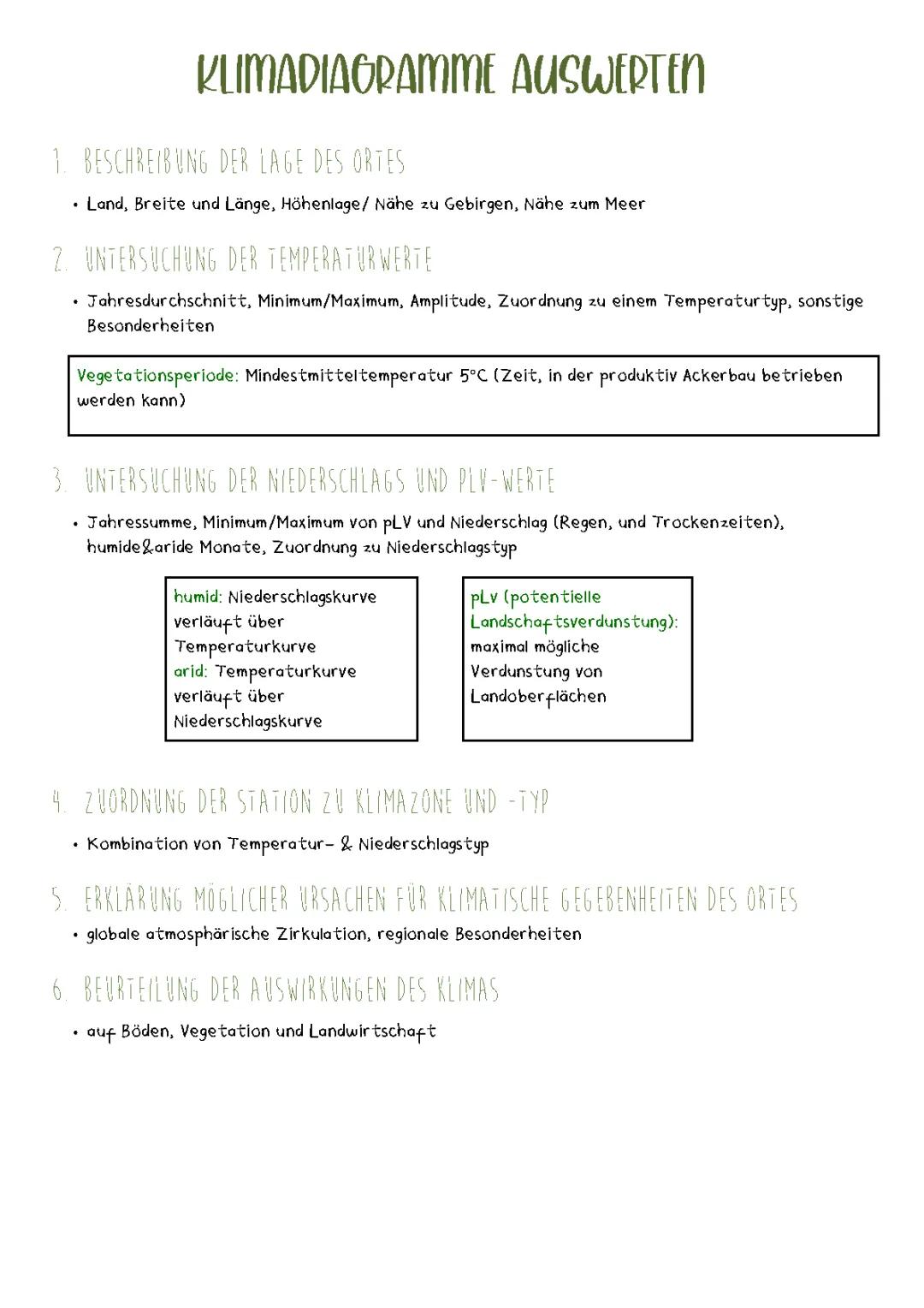 Klimadiagramm auswerten Musterlösung und Arbeitsblatt PDF für 5. bis 7. Klasse