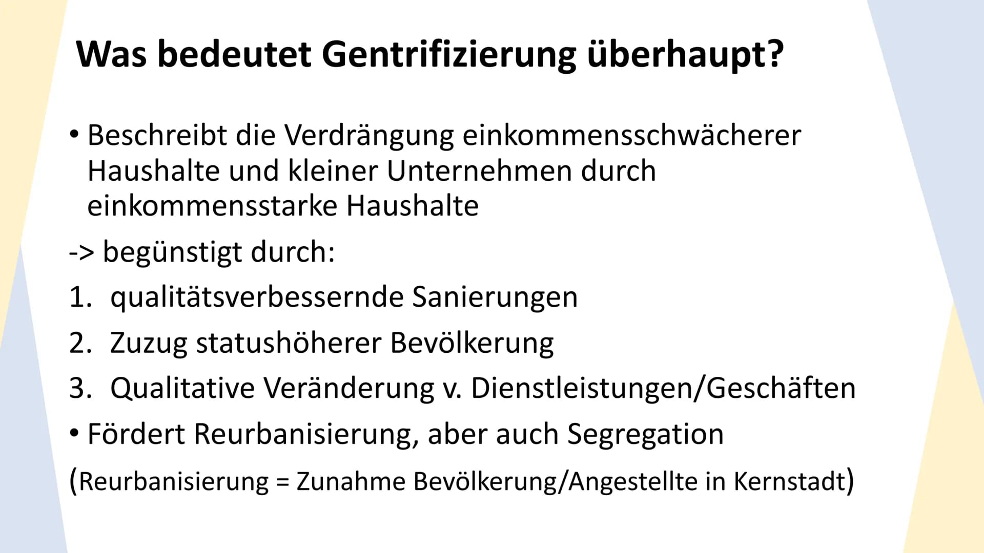 Gentrifizierung
Raum Berlin
— THEMEN
Begriffsdefinition & Hintergrund
Prozess der Gentrifizierung
Gentrifizierung im Raum Berlin
Maßnahmen W