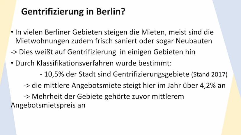 Gentrifizierung
Raum Berlin
— THEMEN
Begriffsdefinition & Hintergrund
Prozess der Gentrifizierung
Gentrifizierung im Raum Berlin
Maßnahmen W