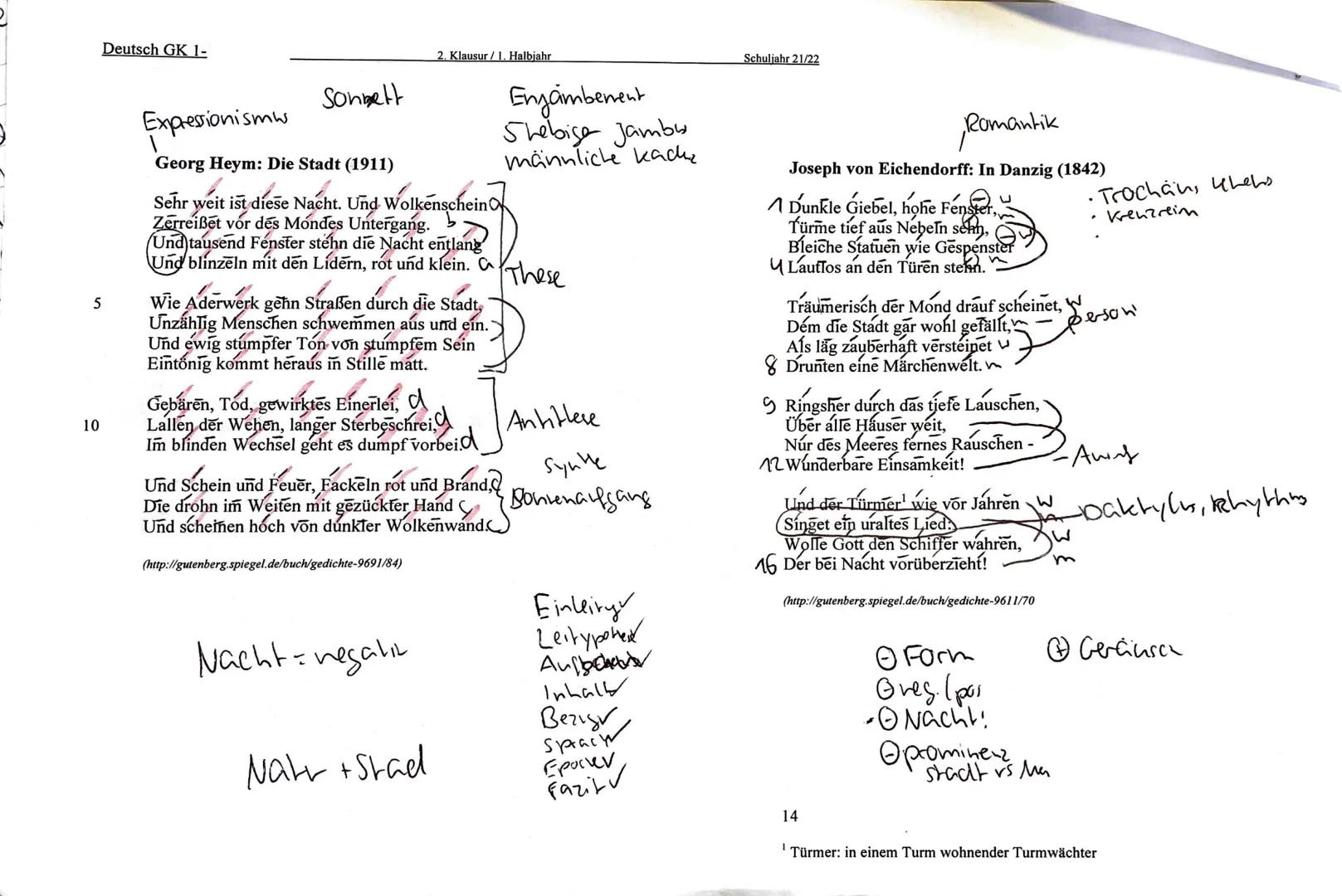 Deutsch GK 1-
Thema: Themengleiche lyrische Texte aus unterschiedlichen historischen Kontexten
Aufgabenart: Vergleichende Analyse literarisc