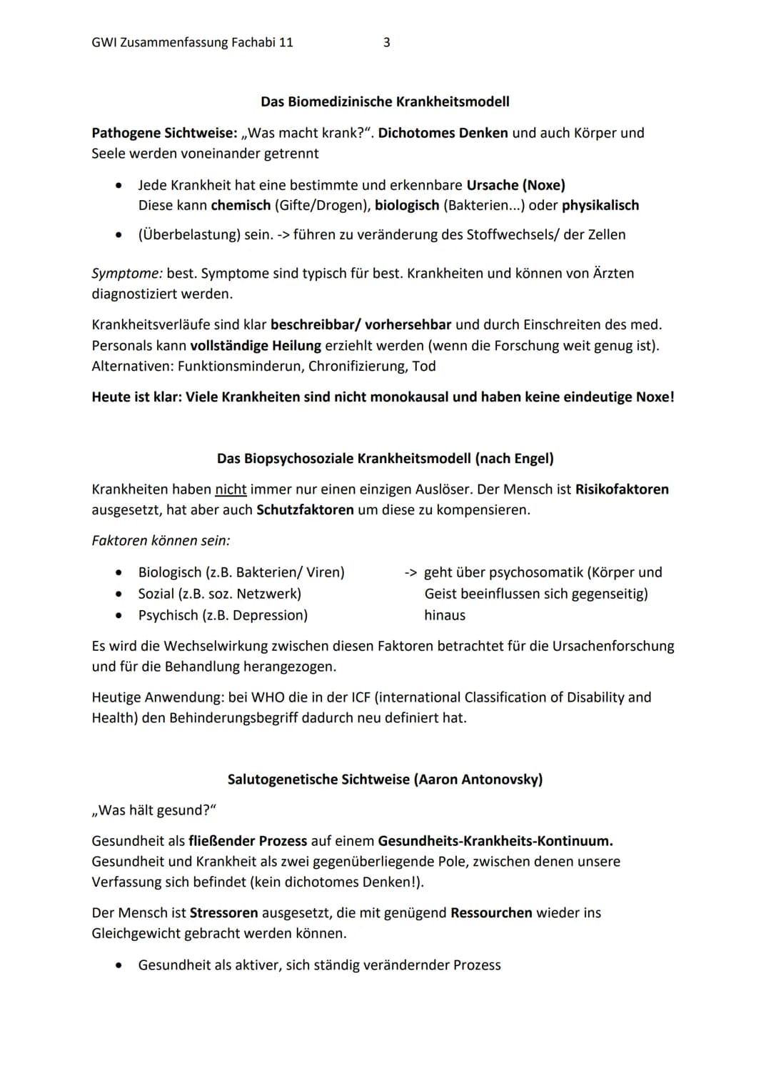 GWI Zusammenfassung Fachabi 11
1
Lernbereich 2- Gesundheit multifaktoriell begreifen
Gesundheitswissenschaften
Die Gesundheitswissenschaften