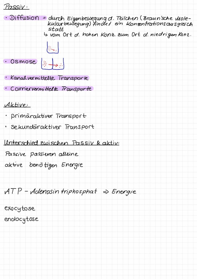 Passiv
• Diffusion = durch Eigenbewegung d. Teilchen (Braun'sche Mole-
kularbewegung) findet ein Konzentrationsausgleich
.
.
9
Osmose (+
Akt