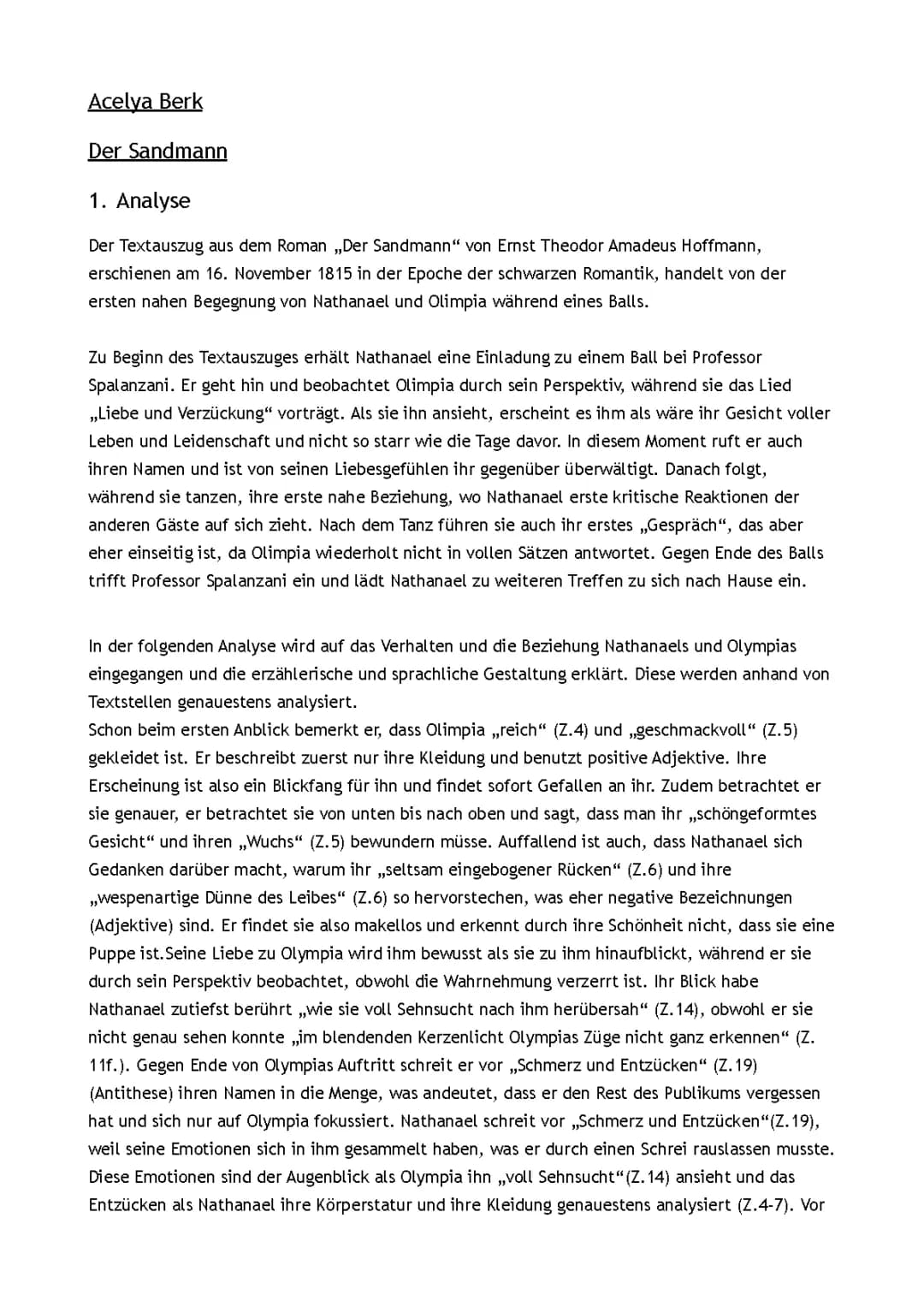 Der Sandmann von E.T.A Hoffmann 