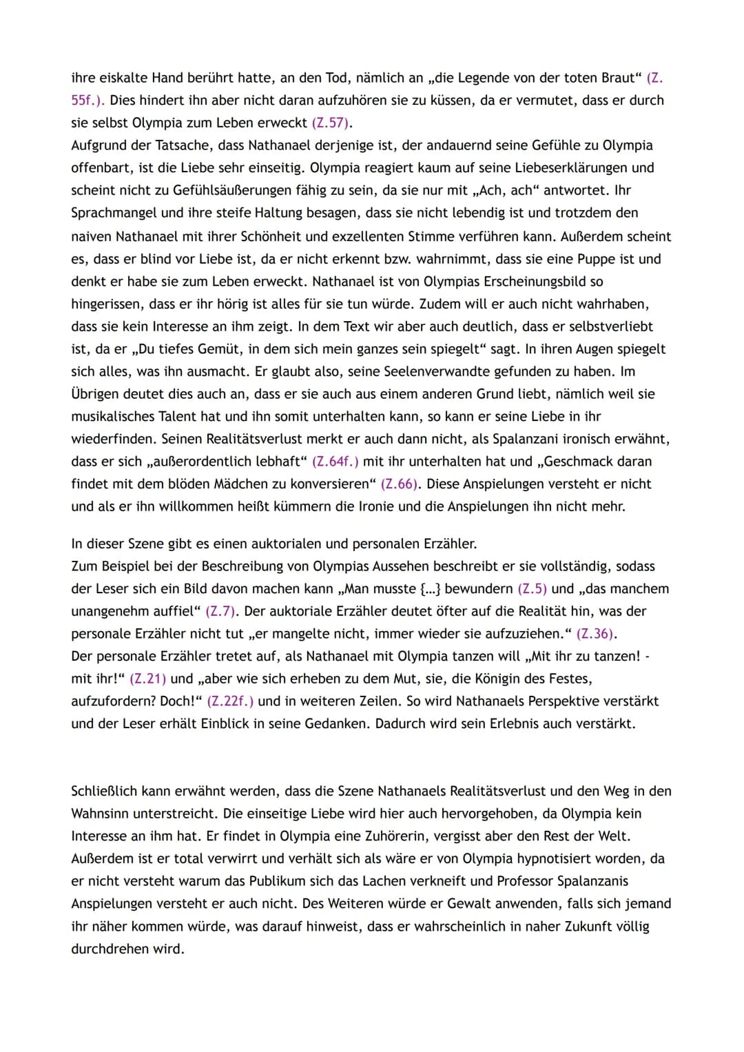 Acelya Berk
Der Sandmann
1. Analyse
Der Textauszug aus dem Roman ,,Der Sandmann" von Ernst Theodor Amadeus Hoffmann,
erschienen am 16. Novem