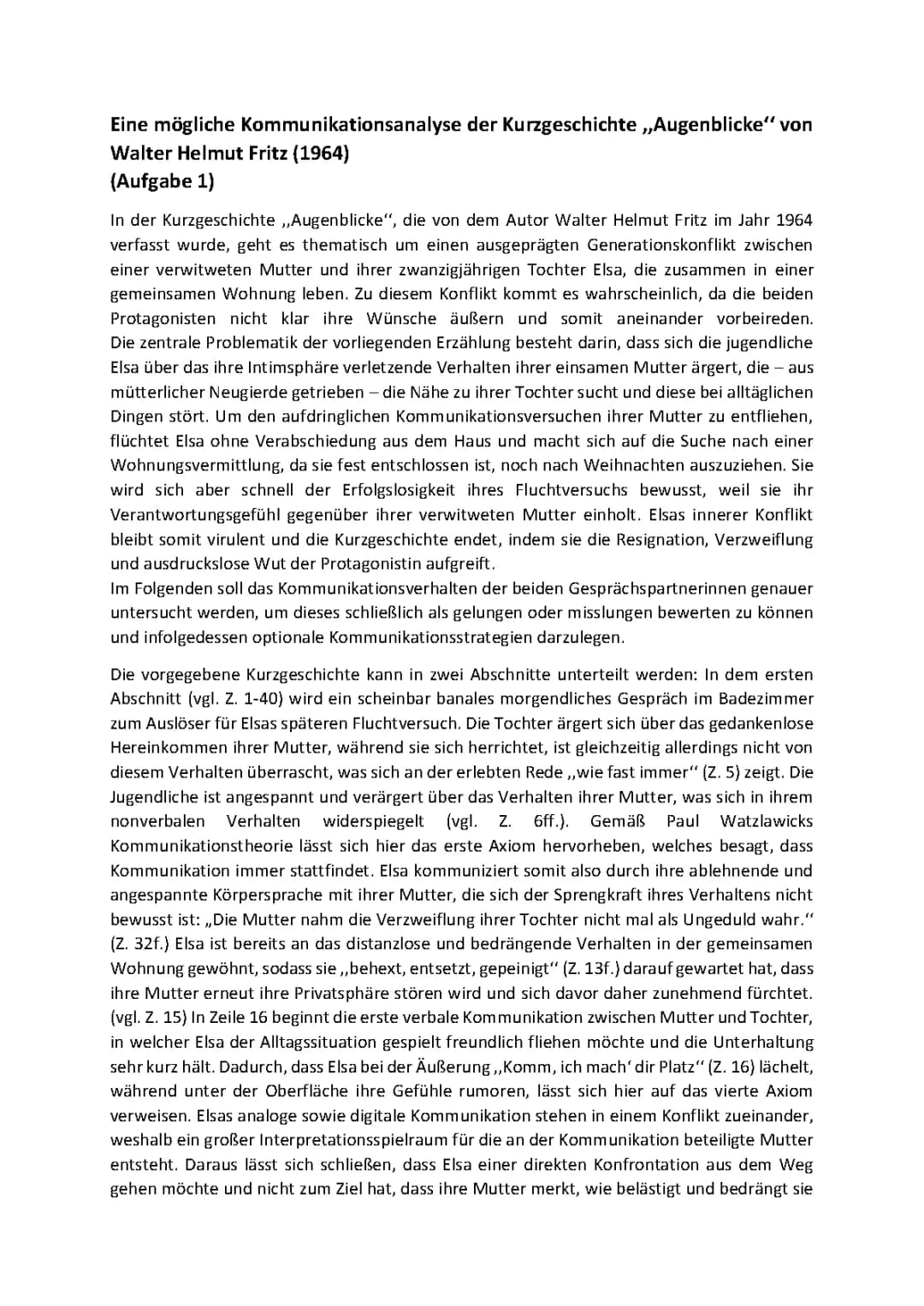 Kommunikation und Kurzgeschichten 