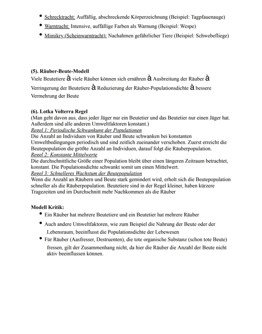 (1). Einfach Erklärt
• Beziehung zwischen zwei Individuen: Die Beute, die gefressen wird und der Räuber,
der sich von der Beute ernährt
• Rä