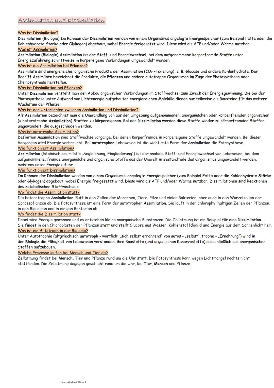 Assimilation und Díssimilation
Was ist Dissimilation?
Dissimilation (Biologie) Im Rahmen der Dissimilation werden von einem Organismus angel