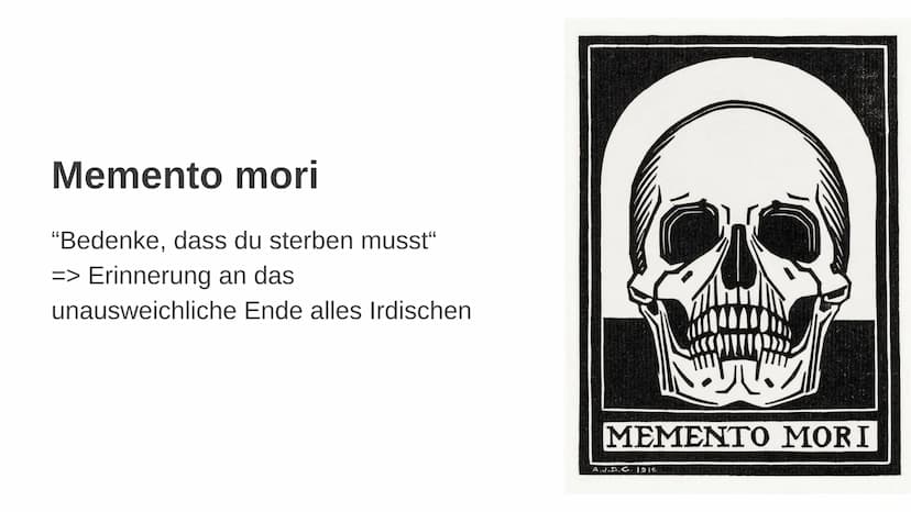 Stillleben
des
Barock Gliederung
(gesellschaftliche) Hintergründe
Leitmotive
relevante Gestaltungsmittel
Stillleben & Arten von Stillleben
F