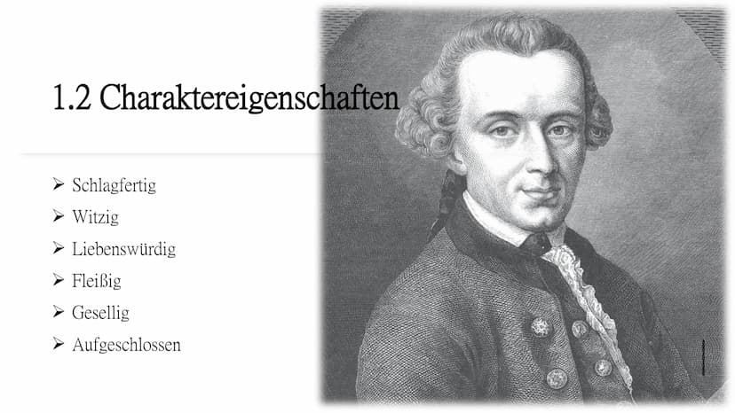 Erkenntnistheorie
Immanuel Kant Gliederung
1. Immanuel Kant
1.1 Biografie
1.2 Charaktereigenschaften
1.3 Werke
2. Erkenntnistheorie (Kritizi
