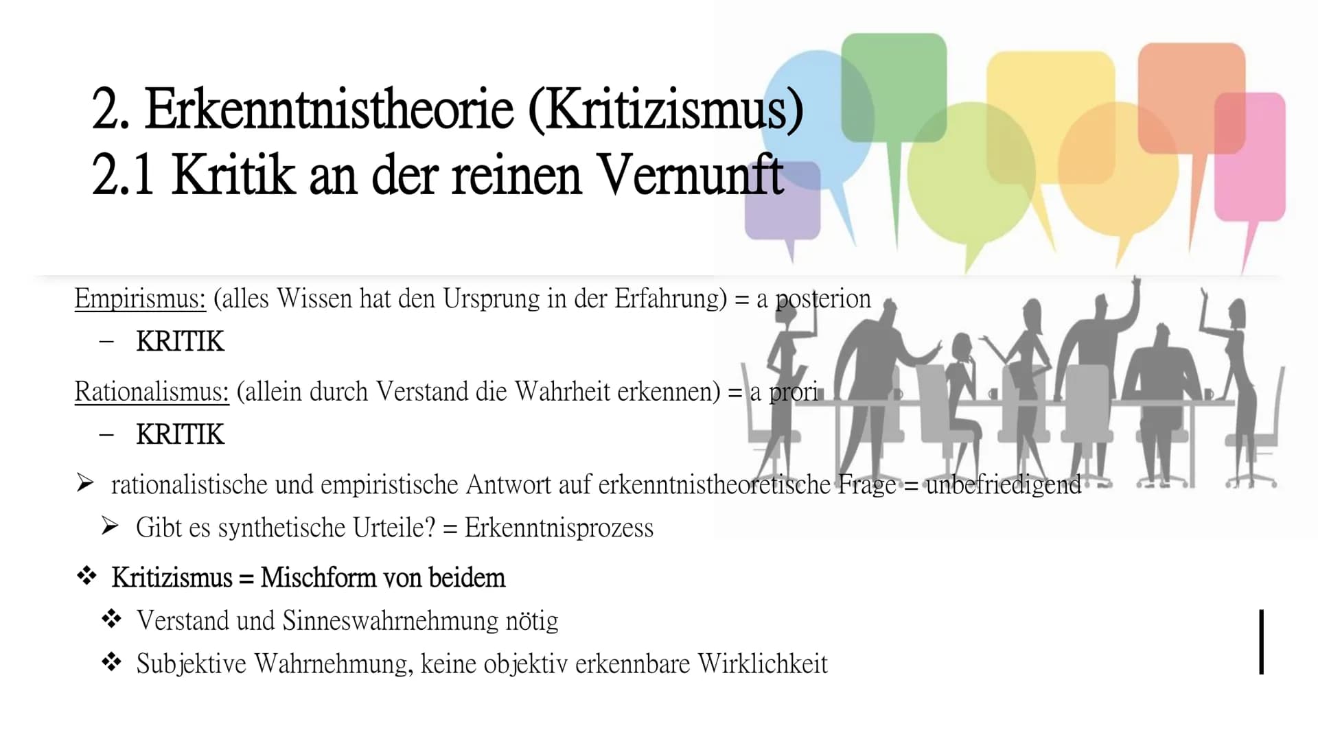 Erkenntnistheorie
Immanuel Kant Gliederung
1. Immanuel Kant
1.1 Biografie
1.2 Charaktereigenschaften
1.3 Werke
2. Erkenntnistheorie (Kritizi