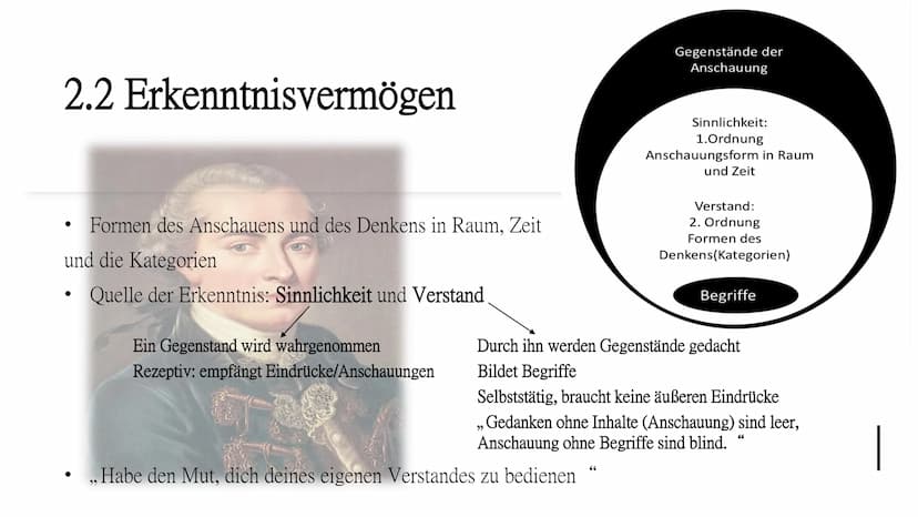 Erkenntnistheorie
Immanuel Kant Gliederung
1. Immanuel Kant
1.1 Biografie
1.2 Charaktereigenschaften
1.3 Werke
2. Erkenntnistheorie (Kritizi