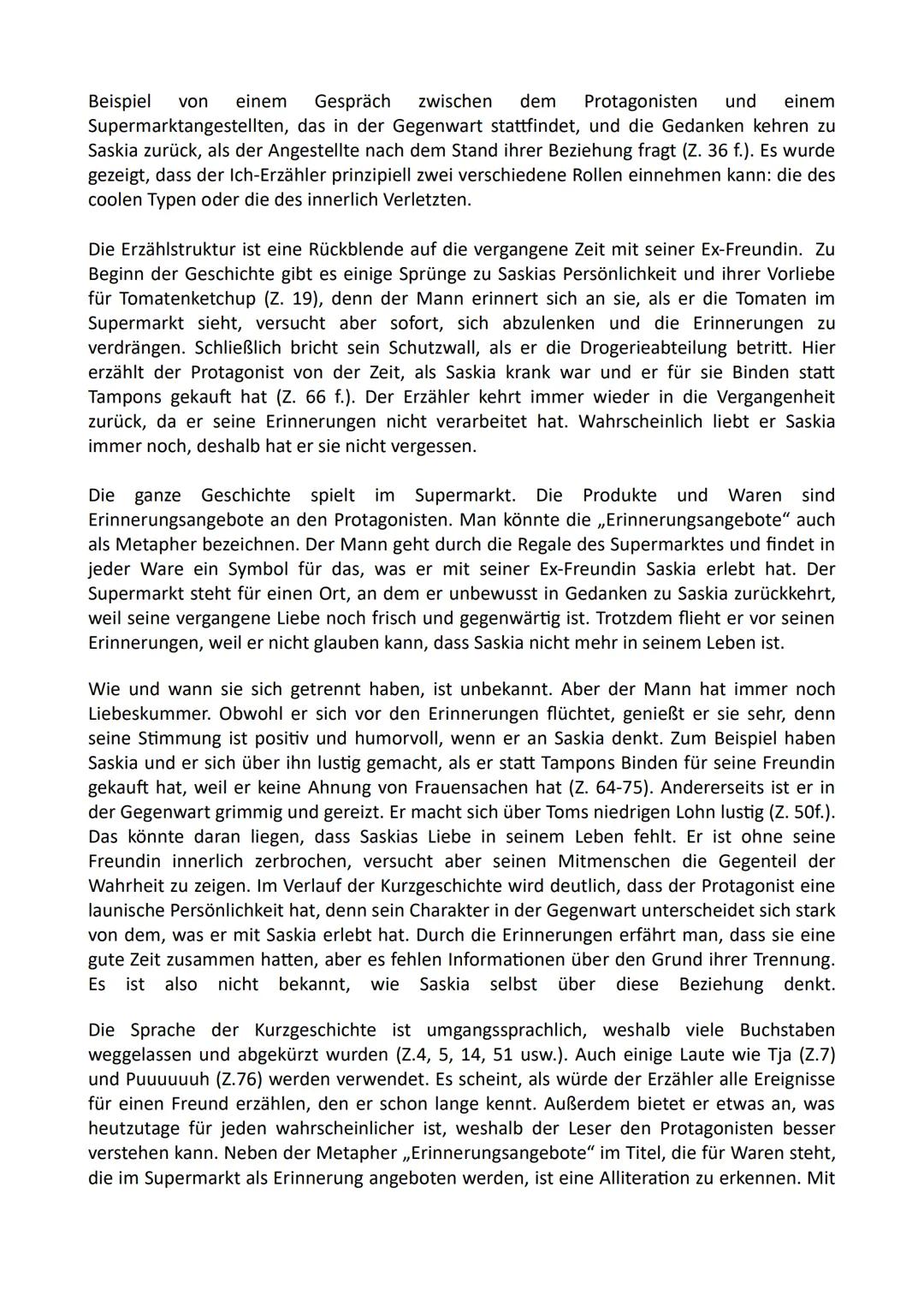 Kurzgeschichte Analyse & Interpretation
,,Erinnerungsangebote"
Die Kurzgeschichte ,,Erinnerungsangebote" von Kai Fischer aus dem Jahr 2002 h