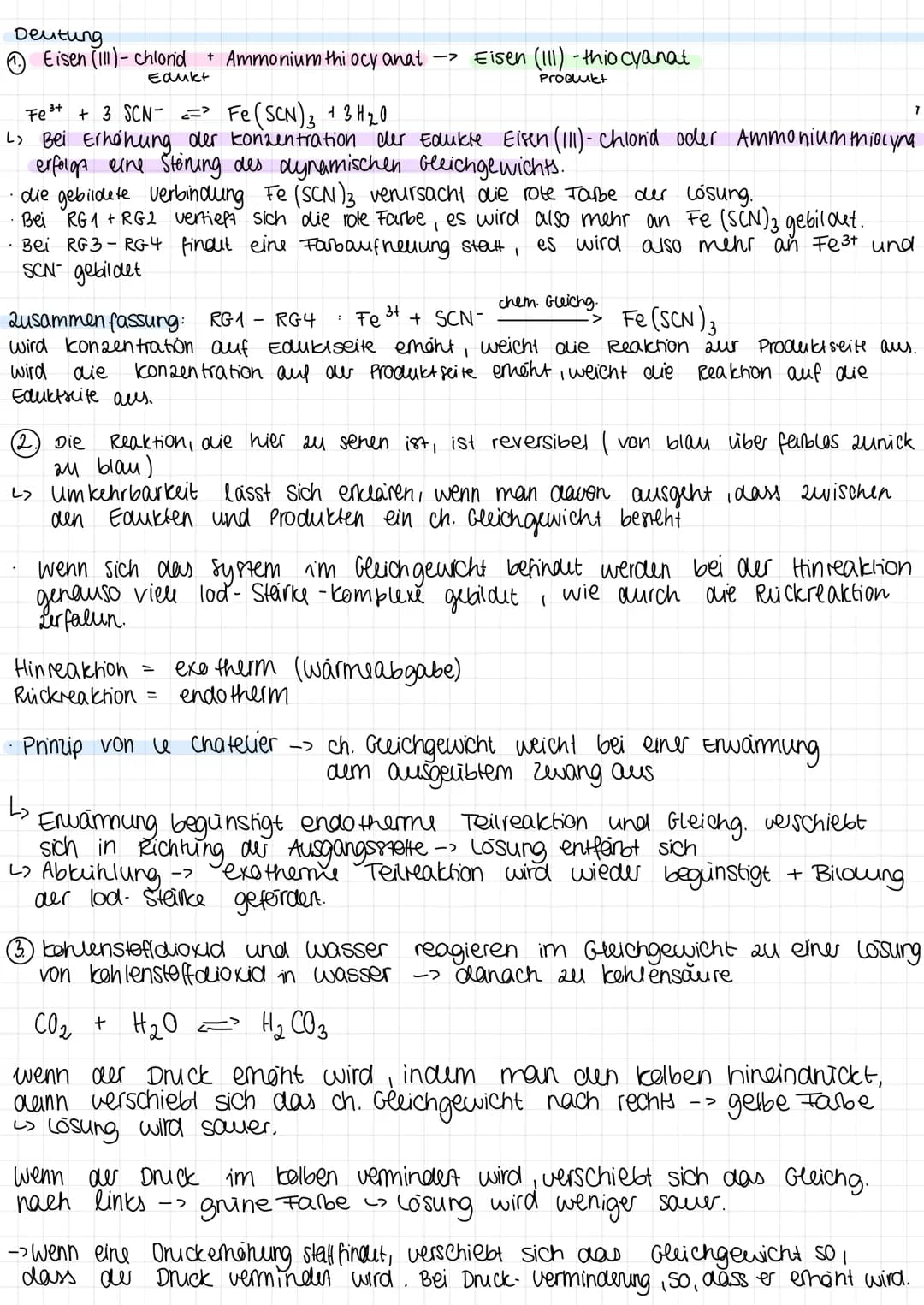 Chemisches
1. Anderung der Konzentration
Farbveränderungen während einer chemischen Reaktion können auf die
Verschiebung eines Gleichgewicht