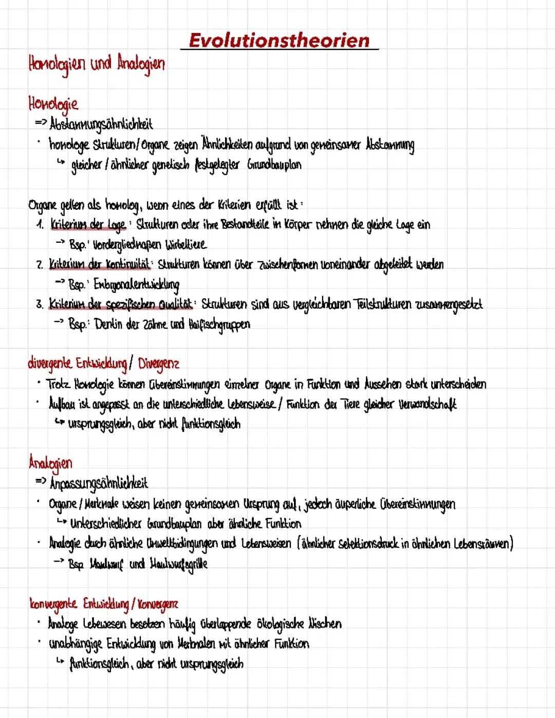 Lernzettel Evolution LK