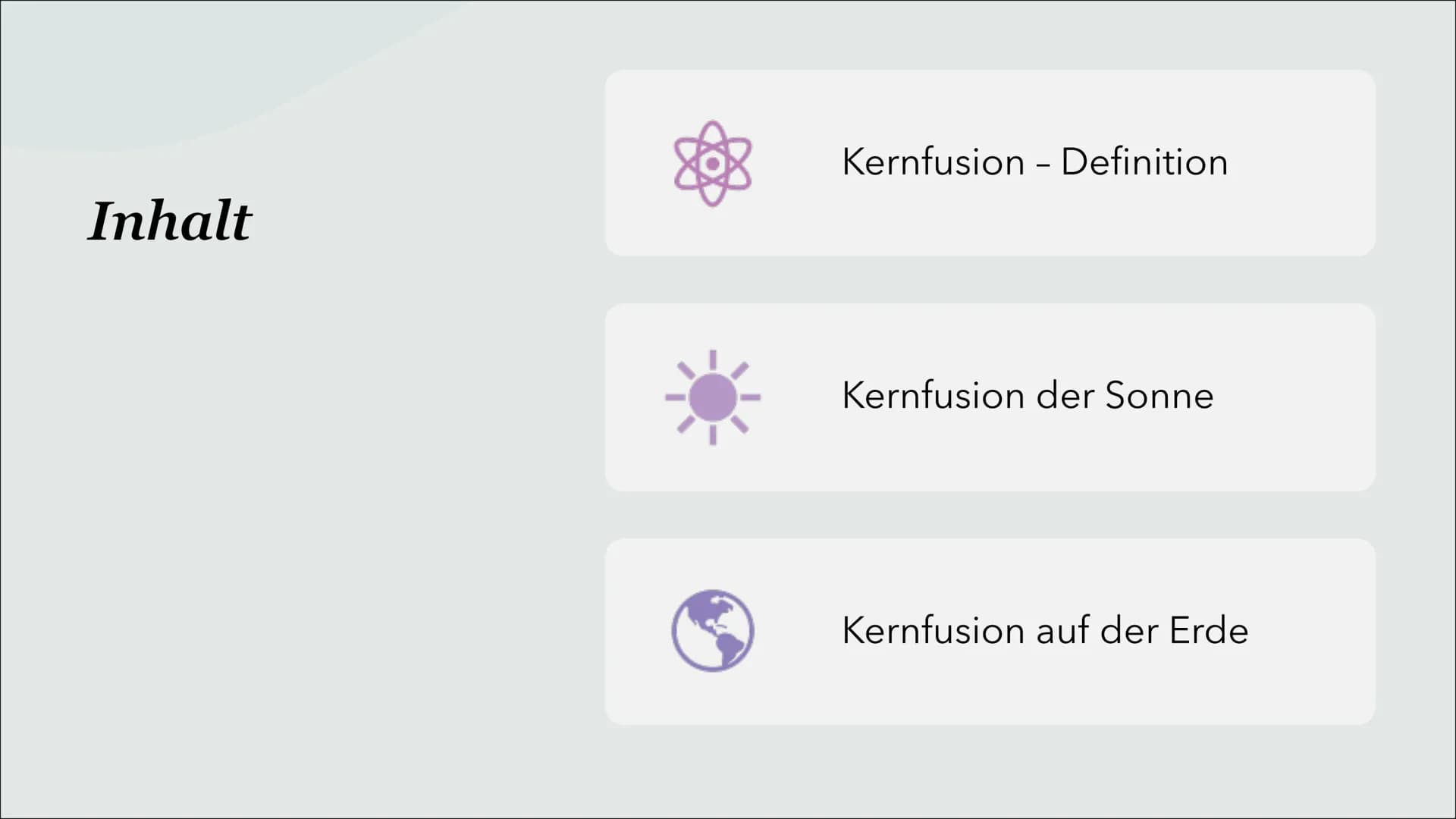Kernfusion
Verschmelzung von Atomkernen Inhalt
Kernfusion - Definition
Kernfusion der Sonne
Kernfusion auf der Erde Kernfusion
Reaktion, bei