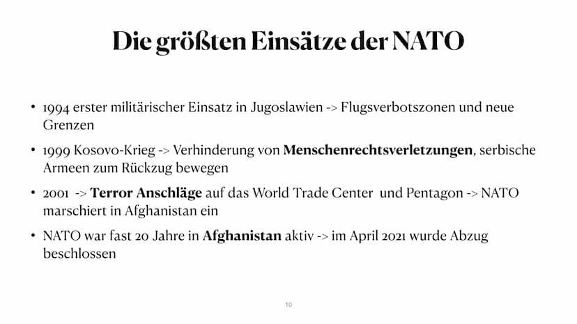 NATO
North Atlantic Treaty Organization
Vera Akkus 1. Allgemeines
2. Mitgliedsstaaten der NATO
3. Aufbau
4. Aufgaben und Ziele
5. die deutsc