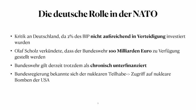 NATO
North Atlantic Treaty Organization
Vera Akkus 1. Allgemeines
2. Mitgliedsstaaten der NATO
3. Aufbau
4. Aufgaben und Ziele
5. die deutsc