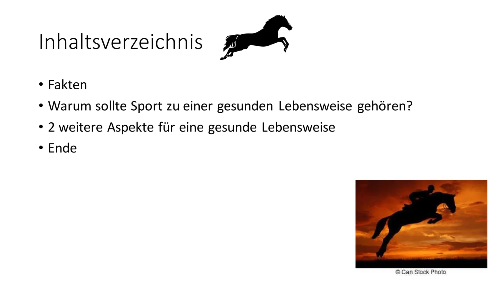 Sport
Ersatzleistung
Sportart: Springreiten
5
VR-Bank Fläming eG Inhaltsverzeichnis.
• Fakten
• Warum sollte Sport zu einer gesunden Lebensw