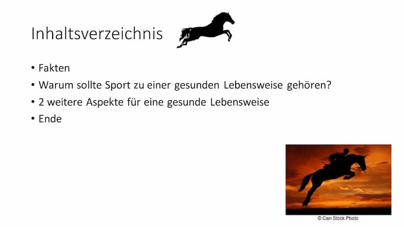 Sport
Ersatzleistung
Sportart: Springreiten
5
VR-Bank Fläming eG Inhaltsverzeichnis.
• Fakten
• Warum sollte Sport zu einer gesunden Lebensw