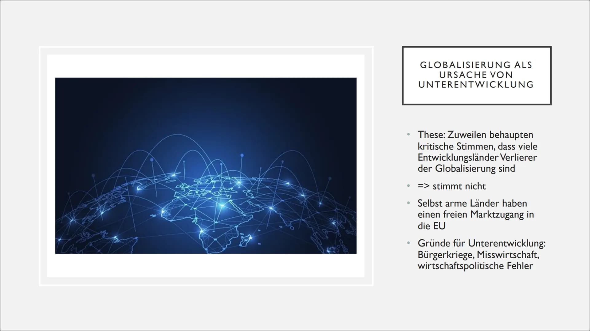 
<h2 id="definition">Definition</h2>
<p>Die Globalisierung bezeichnet die Vernetzung der Welt in den Bereichen Wirtschaft, Politik, Kultur, 