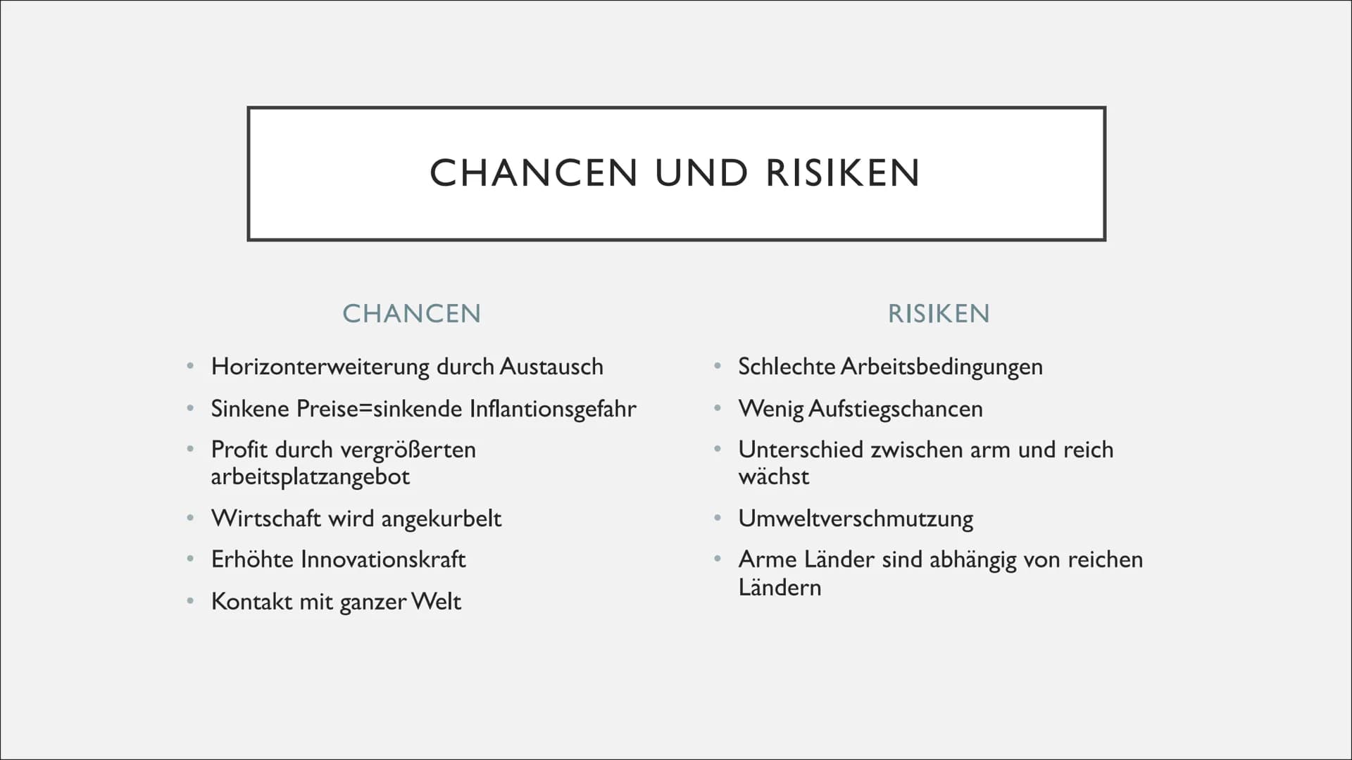 
<h2 id="definition">Definition</h2>
<p>Die Globalisierung bezeichnet die Vernetzung der Welt in den Bereichen Wirtschaft, Politik, Kultur, 