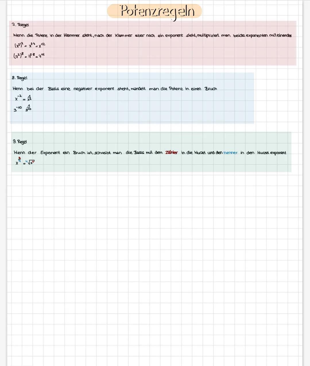 Allgemein:
n-
potenz
(bellebige
zahl)
Basis (beliebige zahl

1. Regel
eine zahl (x) hoch O ist immer 1
$X^0$=1, $2^0$=1

2. Regel
zahl (x) h