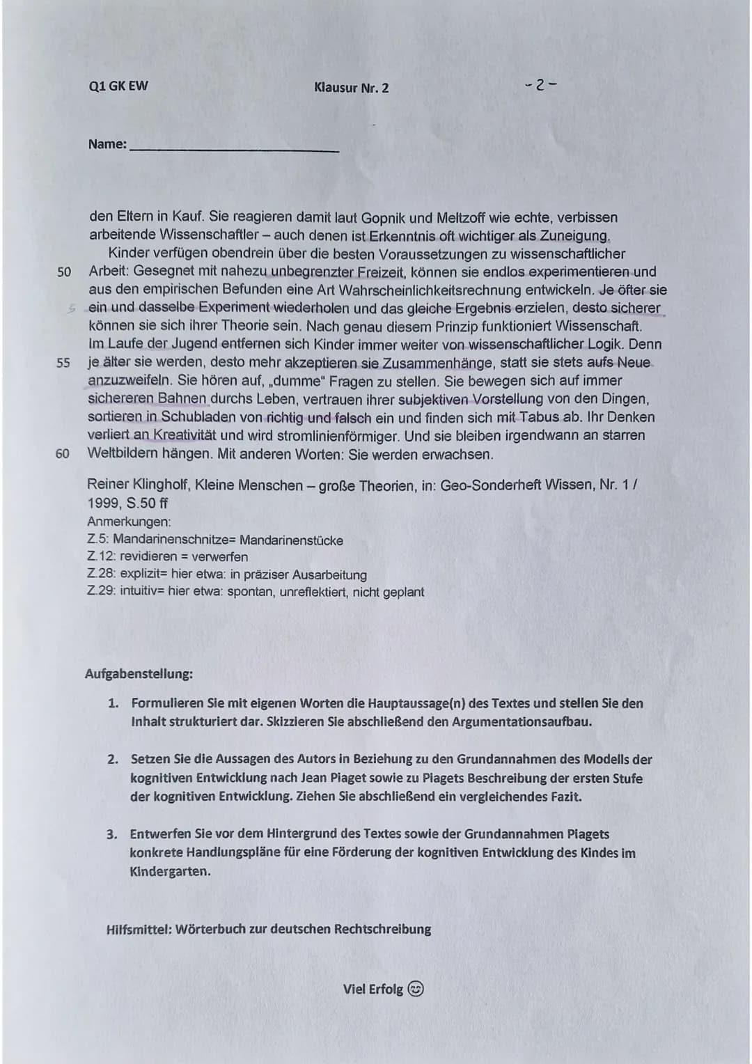 5
10
20
Kleine Menschen - große Theorien
Liebe Eltern! Bitte verzweifeln Sie nicht, wenn Ihre zwölfmonatige Tochter Lara mit großem
Interess