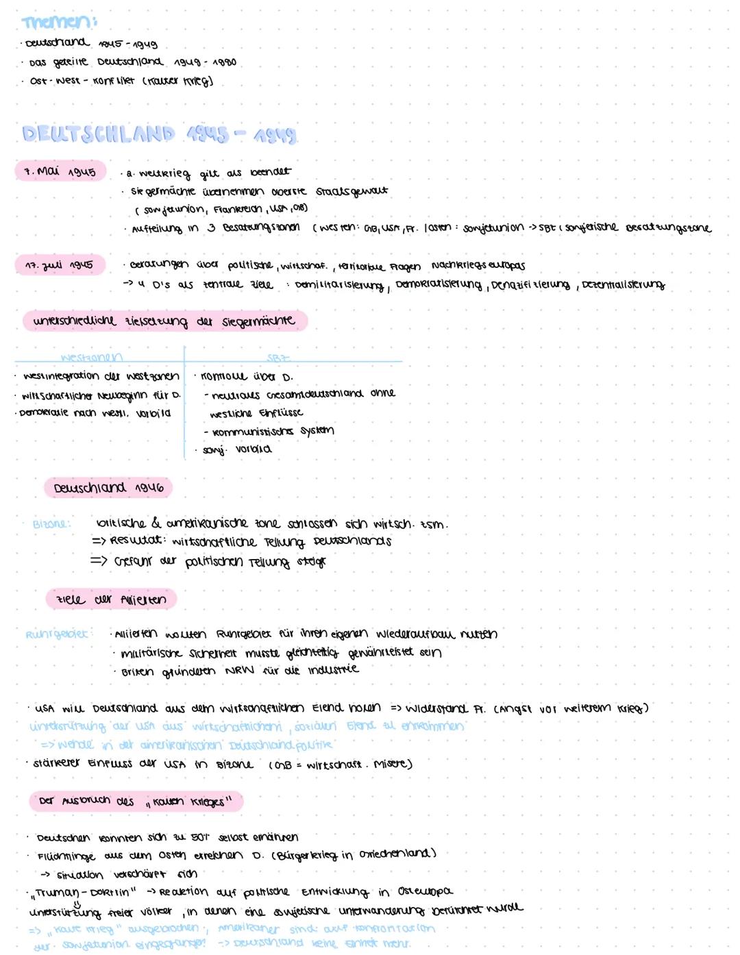 Themen:
- Deutschhand 045-1949
- Das geteilte Deutschland 1949-1980
- Ost-west-Konflitet (router krieg)

DEUTSCHLAND 1945-1949

7. Mai 1945

