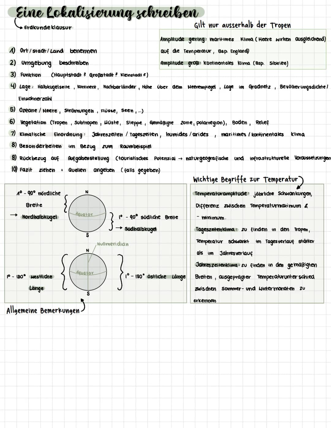 Eine Lokalisierung schreiben
Erdkunde klausur
1) Ort/stadt/Land benennen
2) Umgebung beschreiben
3) Funktion (Hauptstadt? Großstadt ? Kleins